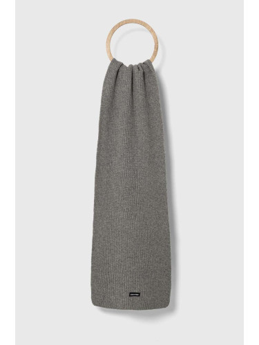 Вълнен шал Calvin Klein в сиво с меланжов десен