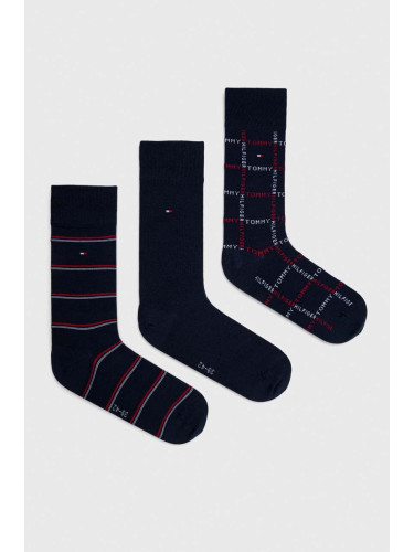Чорапи Tommy Hilfiger (3 броя) в тъмносиньо
