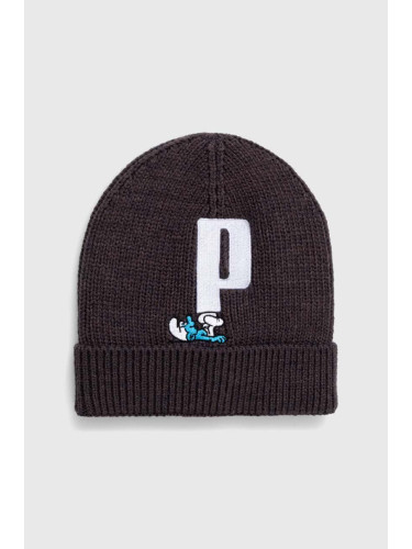 Детска шапка Puma x THE SMURFS Beanie в сиво