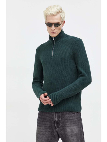Пуловер Abercrombie & Fitch мъжки в зелено с ниско поло