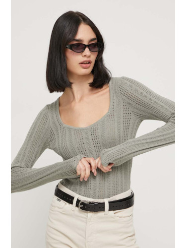 Пуловер Hollister Co. дамски в зелено от лека материя