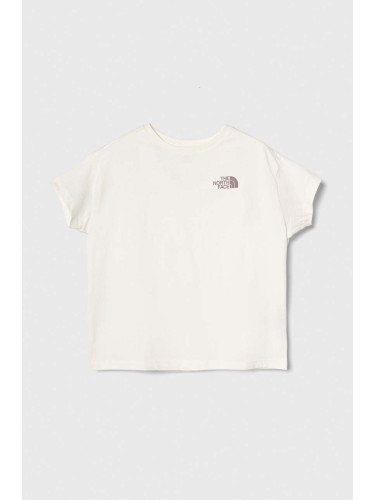 Детска памучна тениска The North Face G VERTICAL LINE S/S TEE в бяло