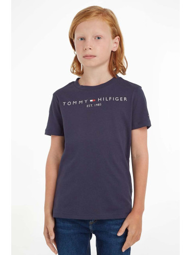 Детска памучна тениска Tommy Hilfiger в тъмносиньо с принт KS0KS00210