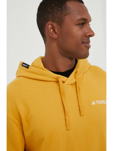Спортен суичър adidas TERREX Logo в жълто с качулка с изчистен дизайн