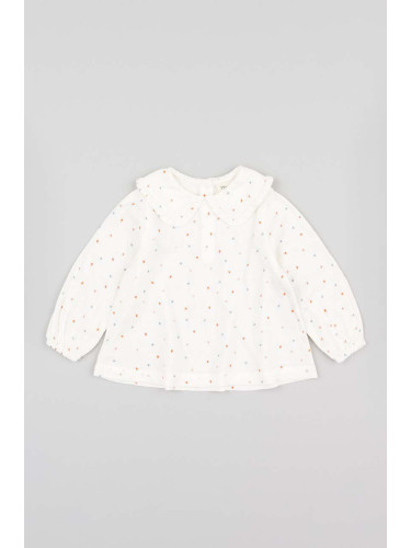Бебешка памучна блуза zippy в бежово с десен