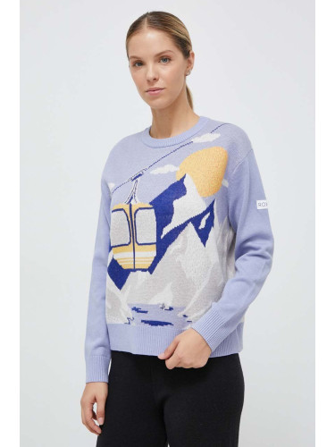Пуловер с вълна Roxy дамски в лилаво