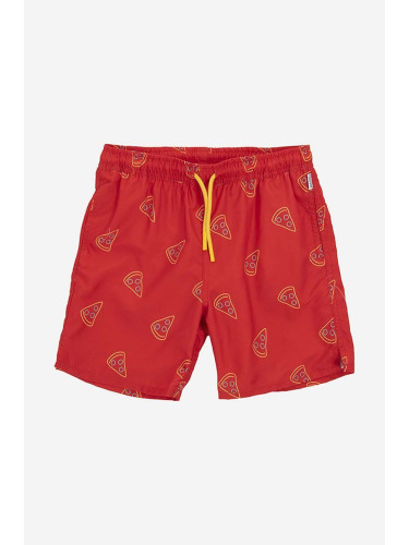 Детски къси панталони Happy Socks Pizza Slice в червено с десен с регулируема талия