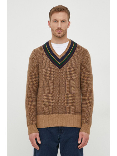 Вълнен пуловер Polo Ralph Lauren мъжки в бежово от топла материя