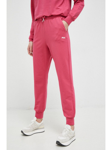Спортен панталон Fila в розово с изчистен дизайн
