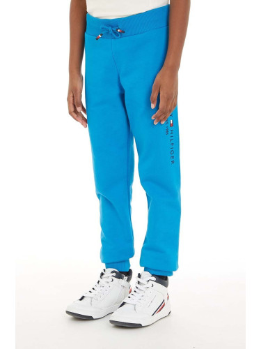 Детски памучен спортен панталон Tommy Hilfiger в синьо с изчистен дизайн