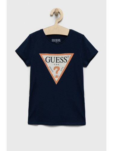 Детска тениска Guess в тъмносиньо