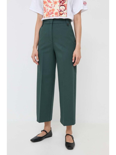 Панталон MAX&Co. в зелено с широка каройка, с висока талия