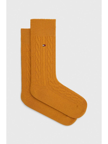 Чорапи с вълна Tommy Hilfiger в жълто