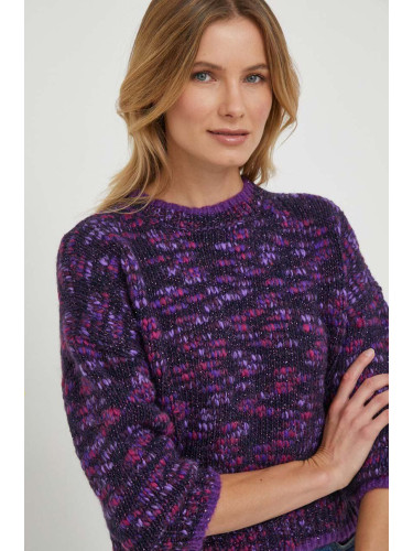 Пуловер с вълна Rich & Royal дамски в лилаво от топла материя