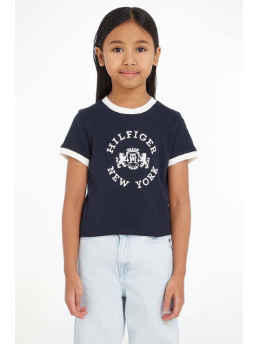 Детска памучна тениска Tommy Hilfiger в тъмносиньо