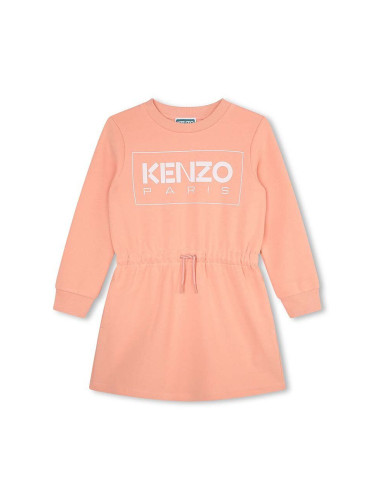 Детска рокля Kenzo Kids в розово къса със стандартна кройка