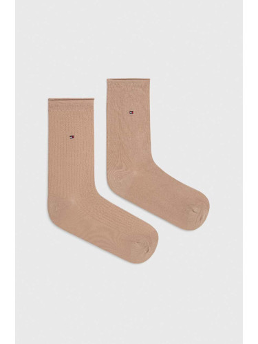 Чорапи Tommy Hilfiger (2 чифта) дамски в бежово