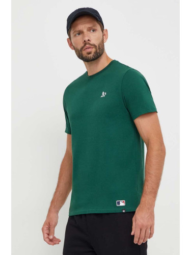 Памучна тениска 47 brand MLB Oakland Athletics в зелено с изчистен дизайн