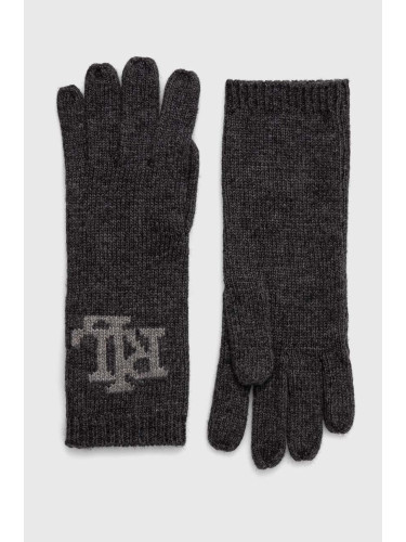 Ръкавици с вълна Lauren Ralph Lauren в сиво