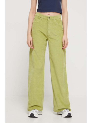Джинсов панталон Roxy в зелено с широка каройка, с висока талия