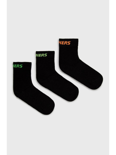 Детски чорапи Skechers (3 чифта) в черно