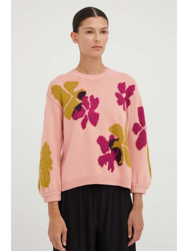 Пуловер с вълна PS Paul Smith дамски в розово
