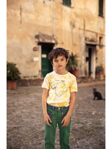 Детска памучна тениска Mini Rodini Mini Rodini x Wrangler в жълто с десен