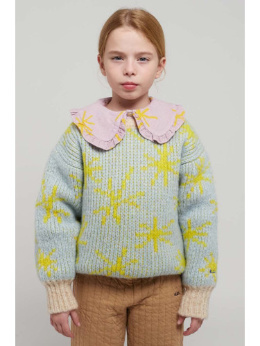 Детски пуловер с вълна Bobo Choses в синьо