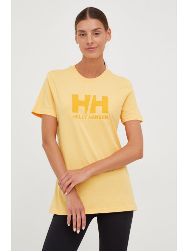 Памучна тениска Helly Hansen в оранжево
