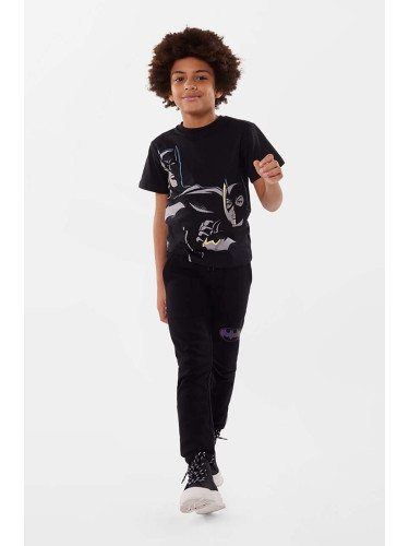 Детска памучна тениска Dkny в черно с принт