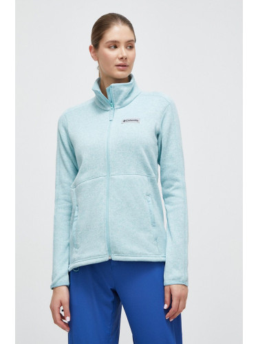 Спортен суичър Columbia Sweater Weather в тюркоазено с меланжов десен