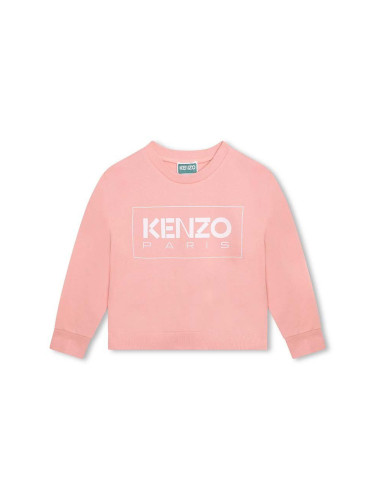 Детски суичър Kenzo Kids в розово с принт