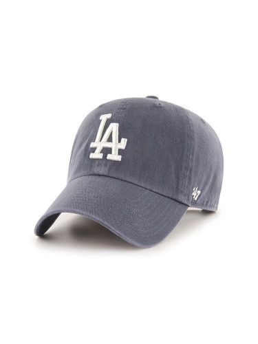 Памучна шапка с козирка 47brand MLB Los Angeles Dodgers в синьо с апликация