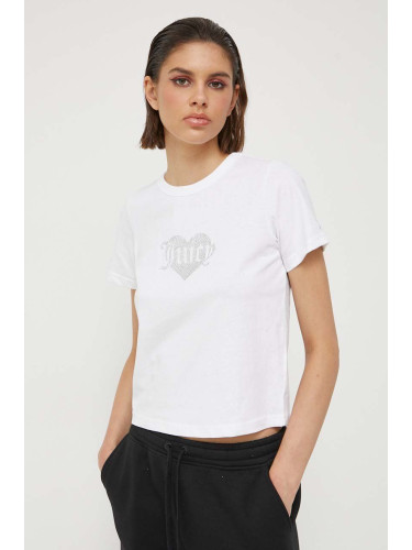 Памучна тениска Juicy Couture в бяло