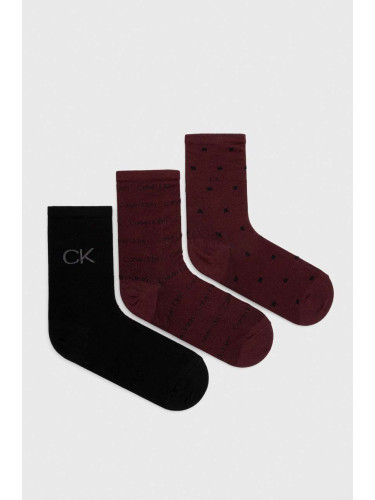 Чорапи Calvin Klein (3 броя) в бордо
