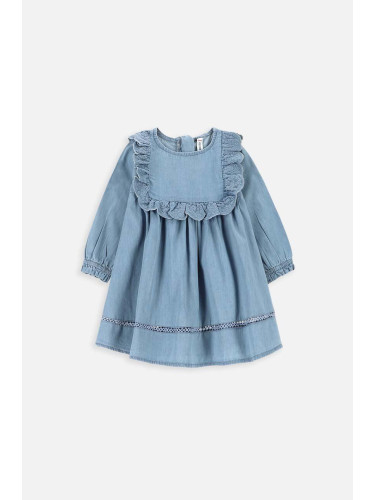 Бебешка памучна рокля Coccodrillo в синьо къса разкроена
