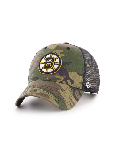 Шапка с козирка 47brand NHL Boston Bruins в зелено с десен