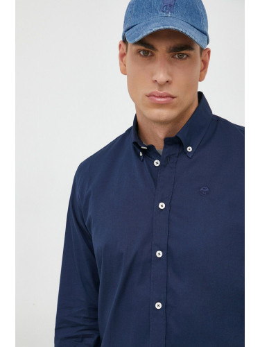 Риза North Sails мъжка в синьо със стандартна кройка с яка с копче