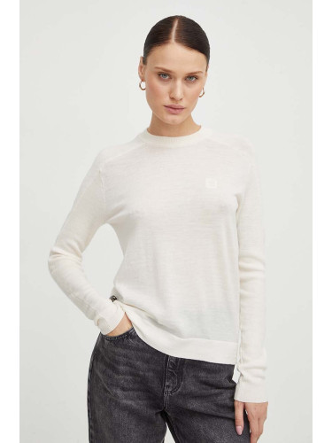 Вълнен пуловер G-Star дамски в бежово от лека материя