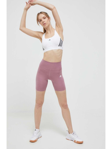 Къс панталон за трениране adidas Performance Training Essentials в розово с изчистен дизайн с висока талия