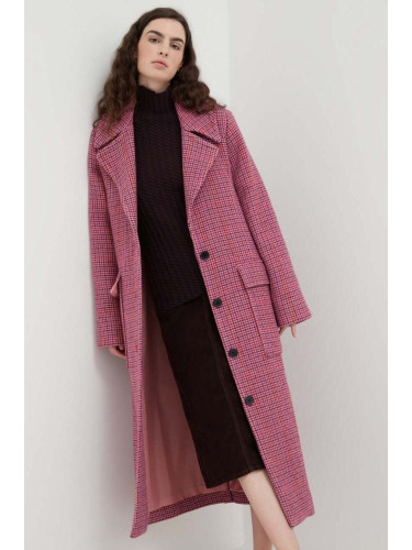 Палто с вълна Lovechild в розово преходен модел