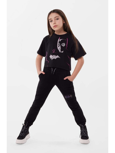 Детска памучна тениска Dkny x DC Comics в черно