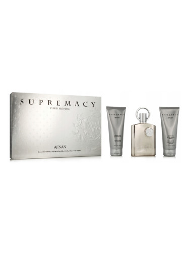 Afnan Supremacy Silver Комплект за мъже EDP Мъжки парфюм 100 ml Афтършейв балсам 100 ml Душ гел 100 ml 