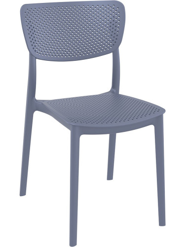 Пластмасов градински стол - полипропилен подсилен с фибро стъкло, тъмен сив