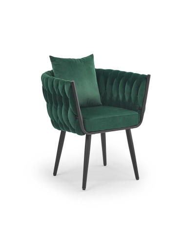 Кадифено кресло - тъмно зелено/черно