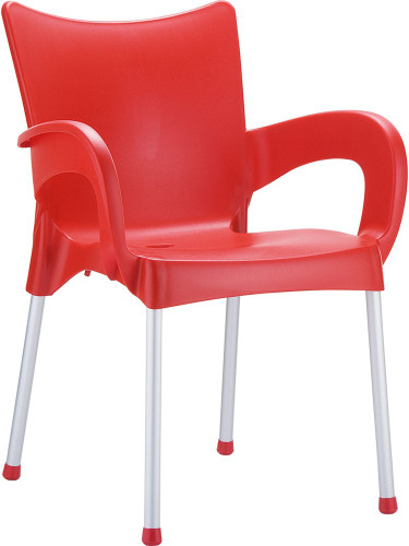 Пластмасов градински стол 58/53/83см - полипропилен и алуминий, червен