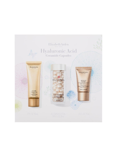 Elizabeth Arden Ceramide Hyaluronic Acid Capsules Hydra-Plumping Serum Подаръчен комплект серум за лице Hyaluronic Acid Ceramide Capsules 60 бр + почистващ крем Ceramide Purifying Cream Cleanser 50 ml + крем за лице Advanced Ceramide Lift And Firm Day Cream 15 ml