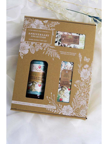 Комплект за грижа за тялото The English Soap Company Jasmine and Wild Strawberry (3 броя)