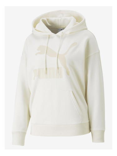 Puma Classics Logo Hoodie Sweatshirt Byal