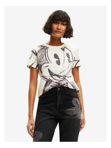 Desigual Mickey Trazos T-shirt Byal